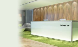 HK85- GLASS RECEPTION DESK